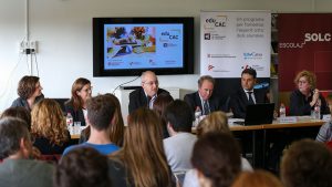 Les Autoritats presentant el programa EduCAC a l'escola Solc